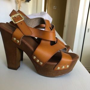 Brown chunky heels